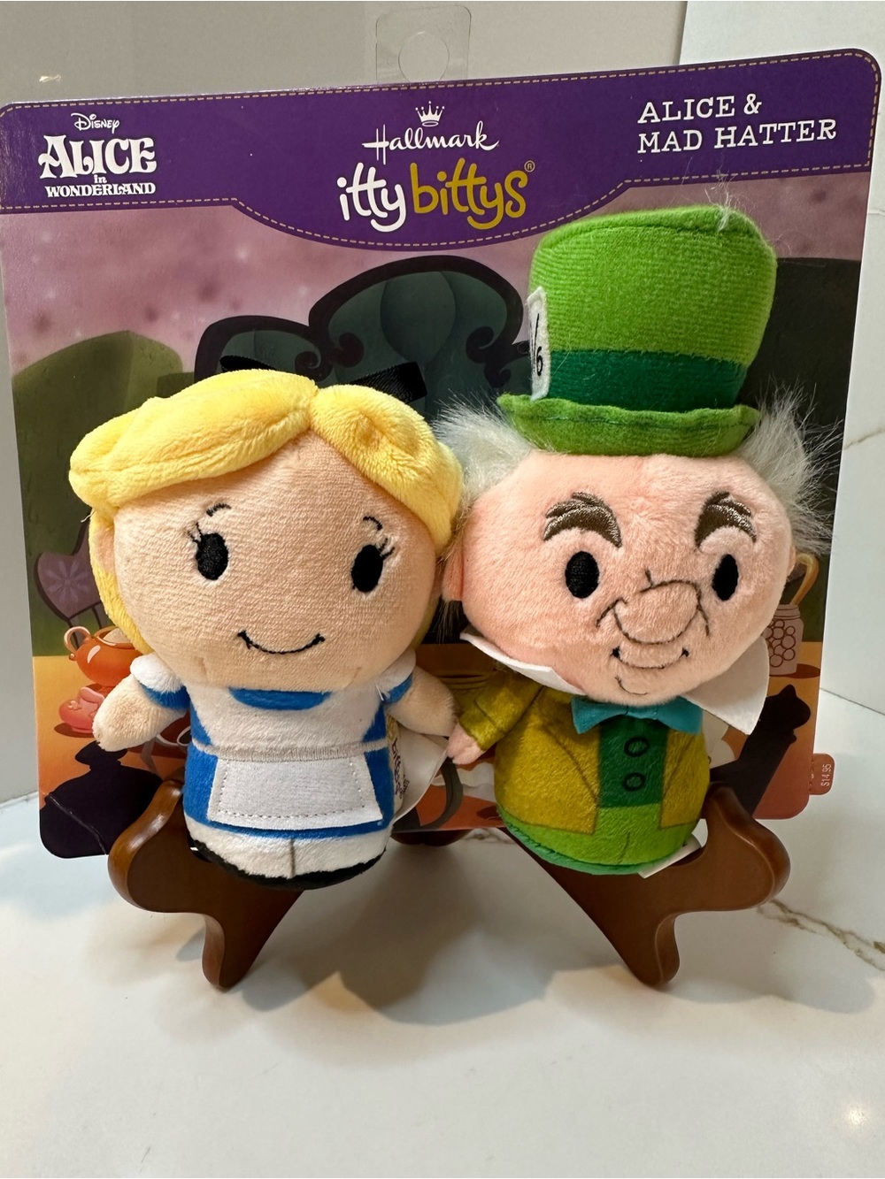 Hallmark Itty Bittys Disney Alice in Wonderland and Mad Hatter plush toys NWT